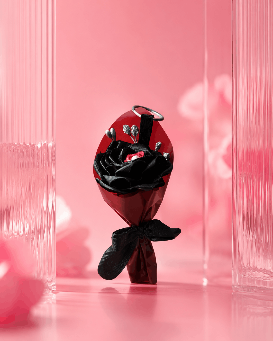 Black Rose Bouquet Keychain